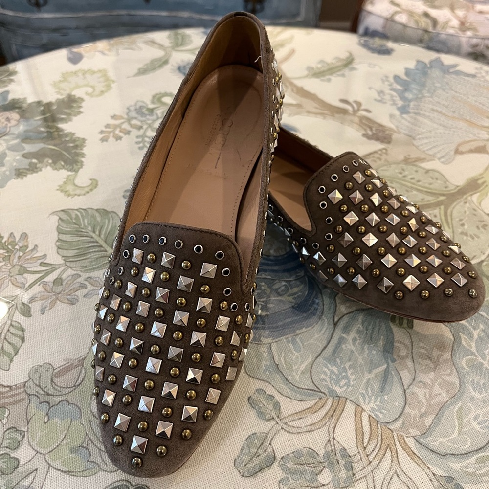 J Crew Darby Studded Smoking Loafers